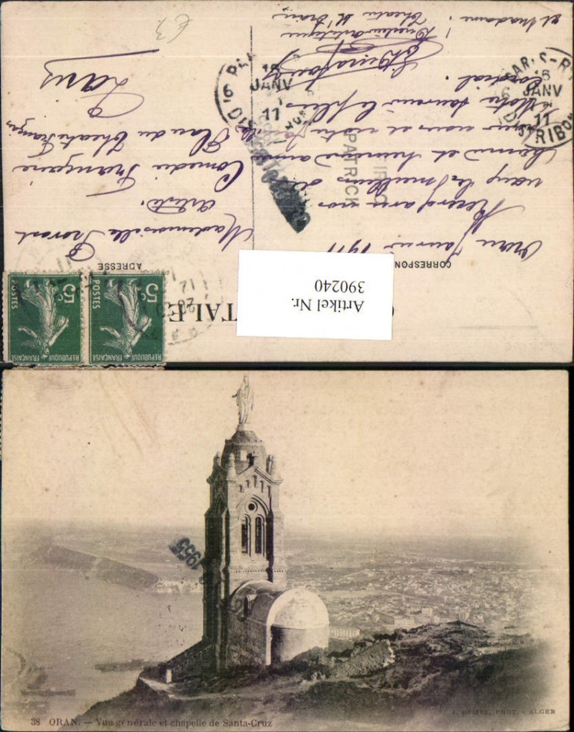 390240,Algeria Oran Vue generale et Chapelle de Santa-Cruz Kapelle