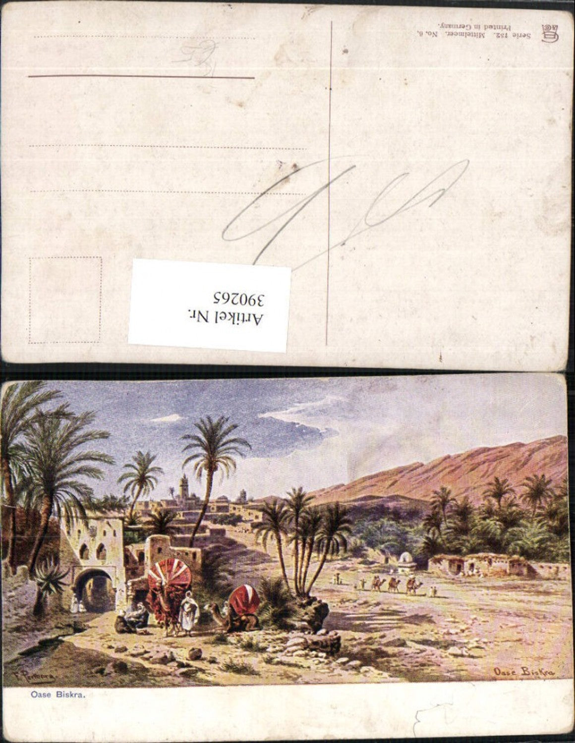 390265,Künstler AK F. Perlberg Algeria Biskra Oase Volkstypen
