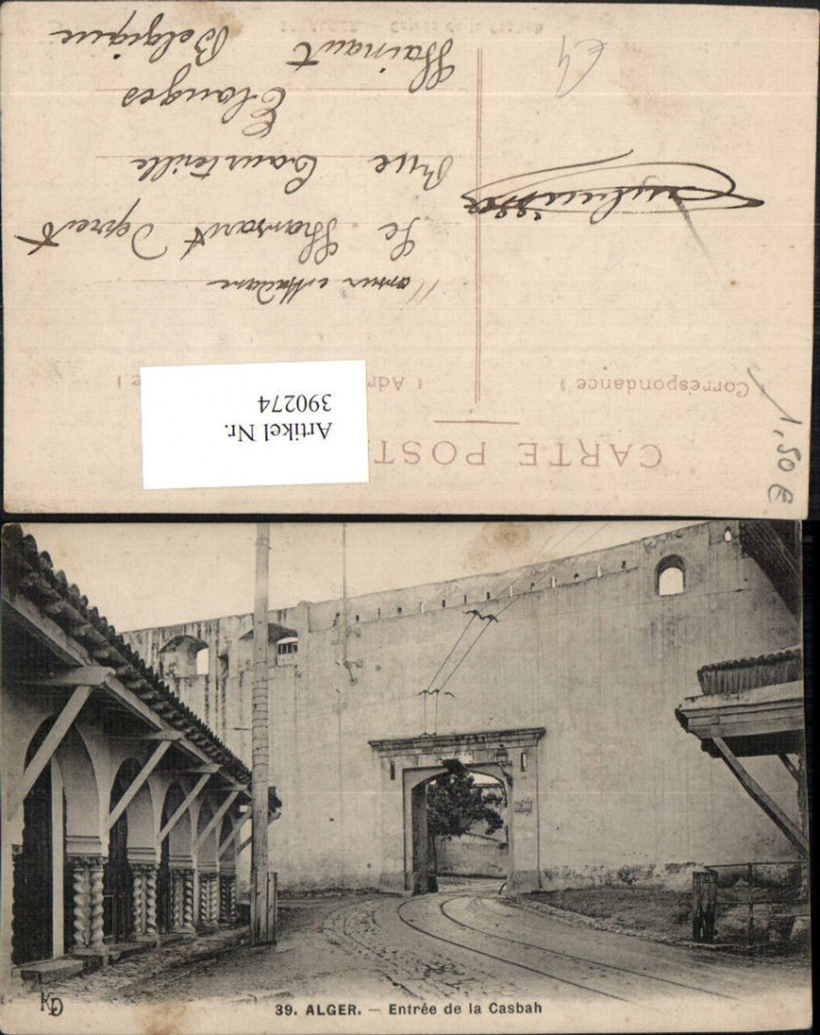 390274,Algeria Alger Algier Entree de la Casbah Straßenansicht Tor