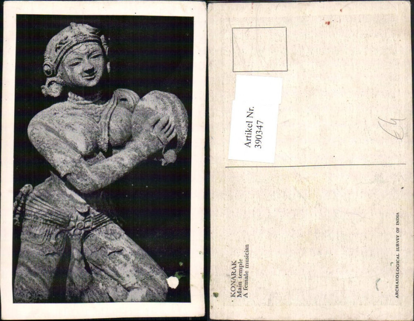 390347,India Konarak Main temple Tempel A female musician Frau Statue