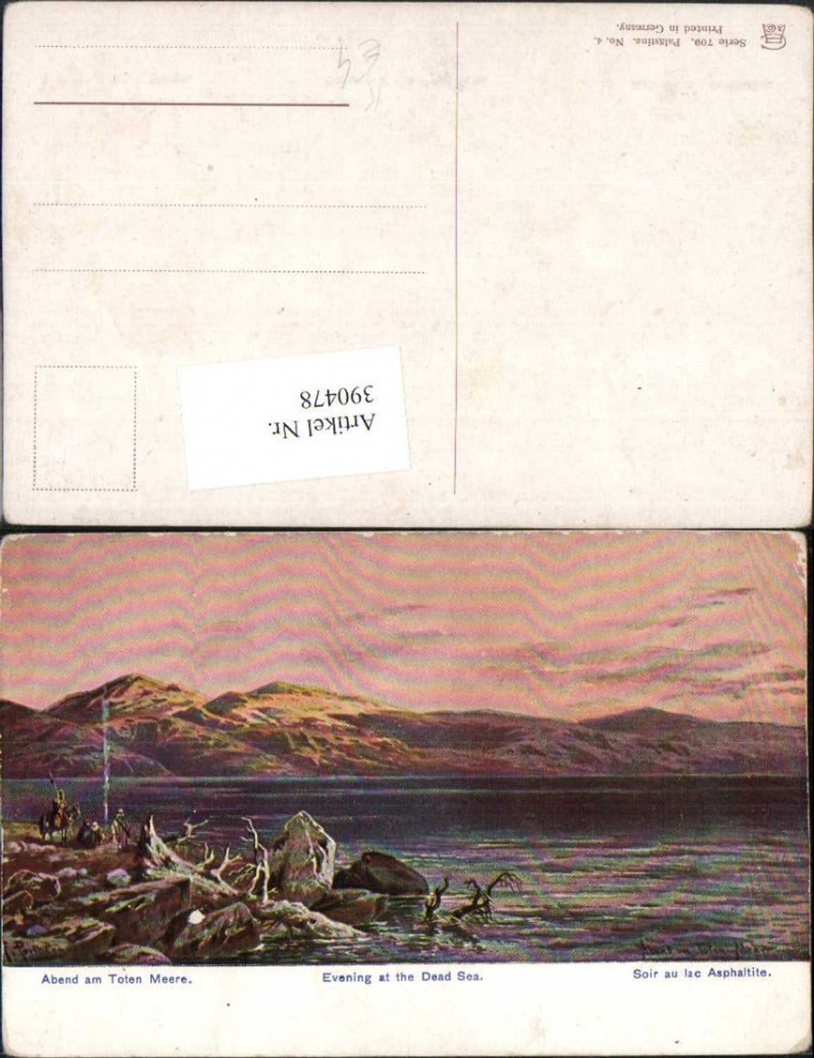 390478, Artist AK F. Perlberg Evening at the Dead Sea Dead Sea Mountain scenery