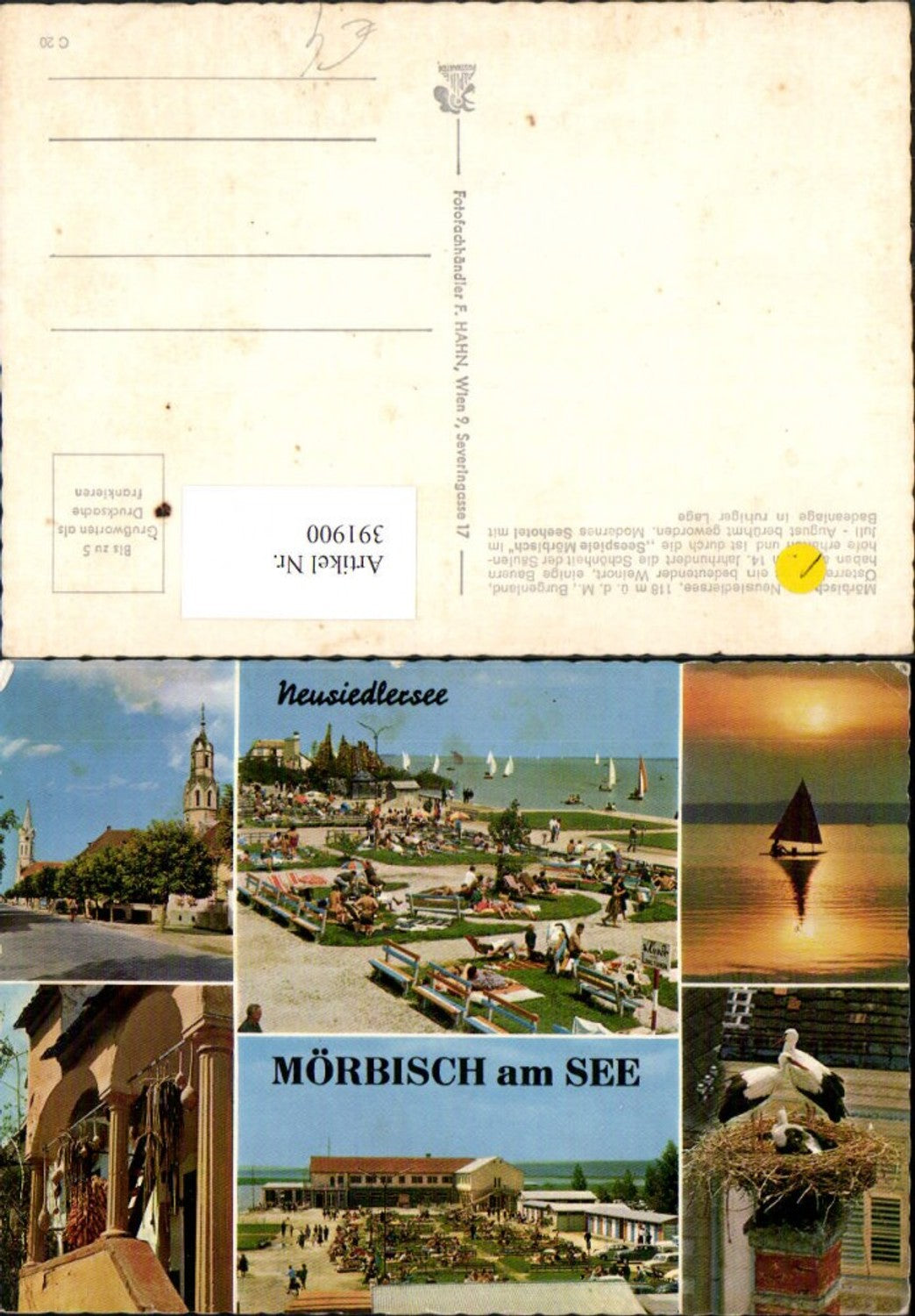 391900,Mörbisch am Neusiedlersee Strandbad Störche Segelboot Mehrbildkarte