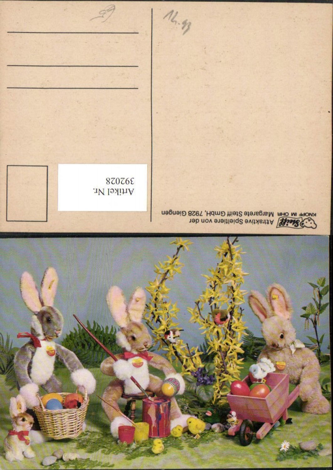 392028, Easter toys, Easter bunnies, rabbits, artists, brushes, eggs, chicks, Steiff GmbH