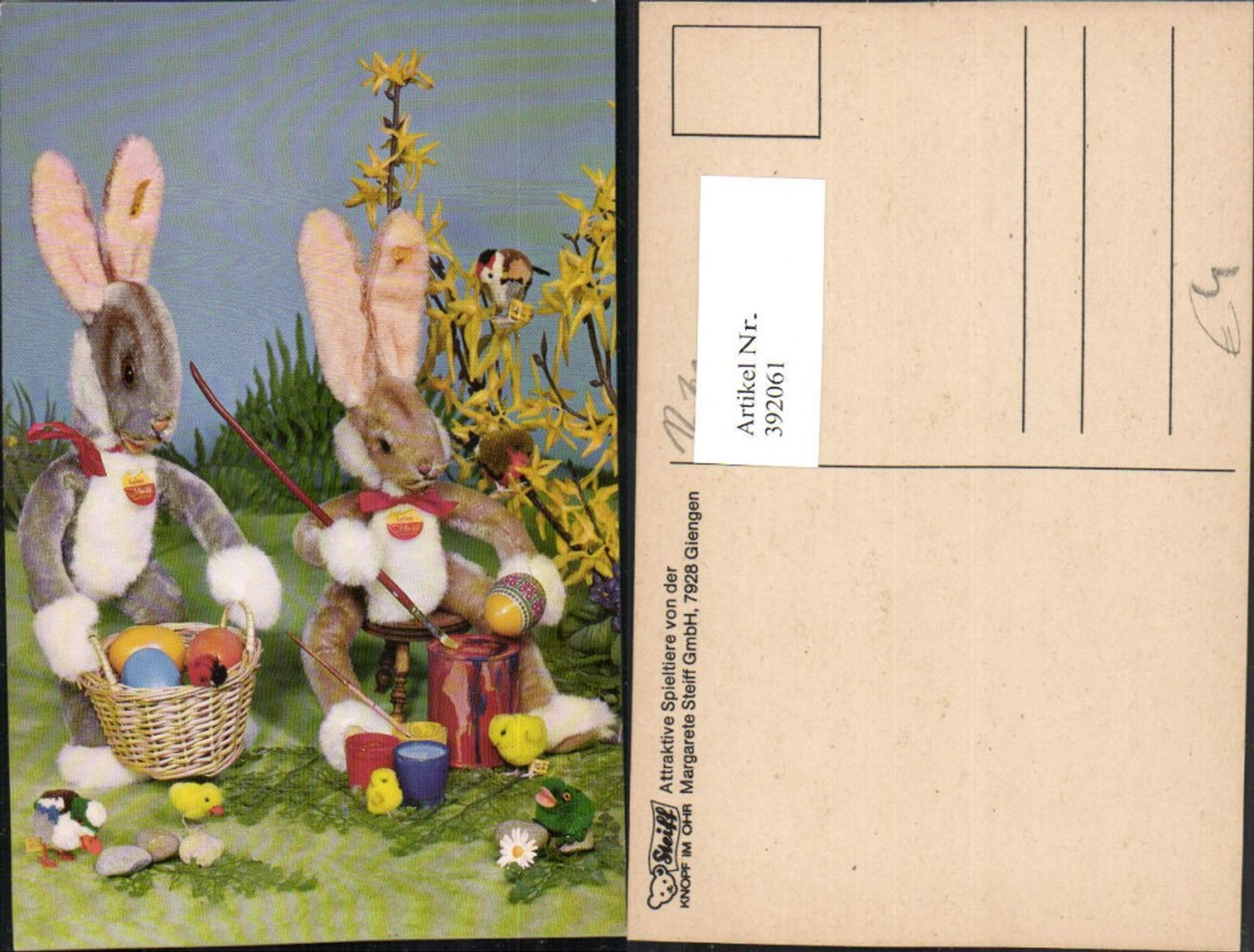 392061, Easter toys, stuffed animals, Easter bunnies, rabbits, b. painting, eggs, chicks, pub Steiff GmbH
