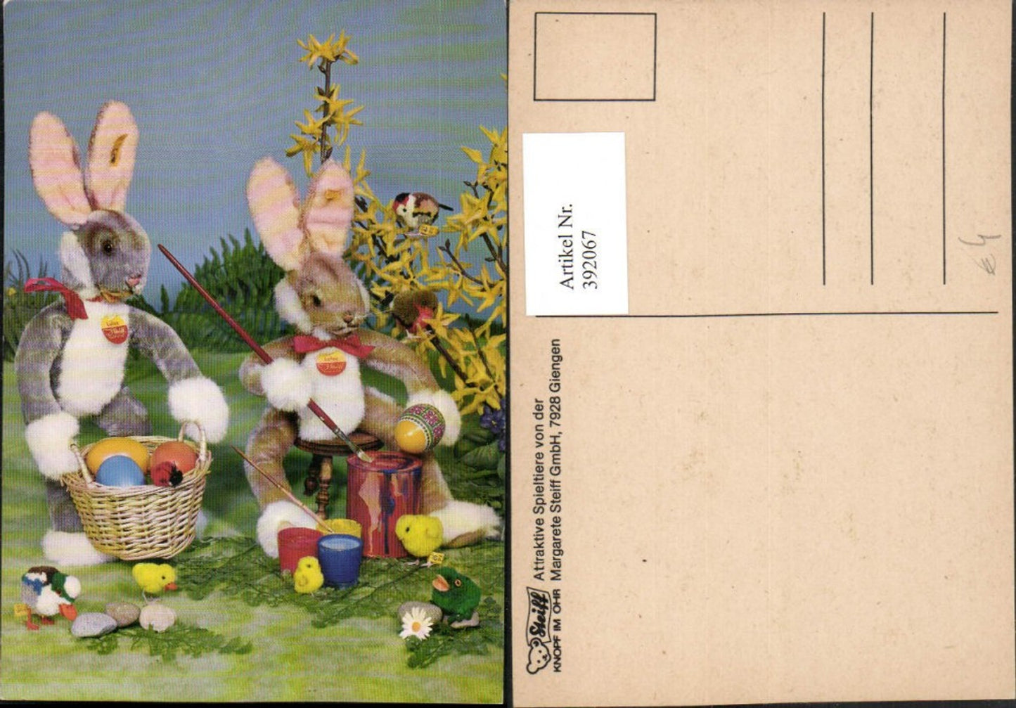 392067, Easter toys, stuffed animals, Easter bunnies, rabbits, b. painting, eggs, chicks, pub Steiff GmbH