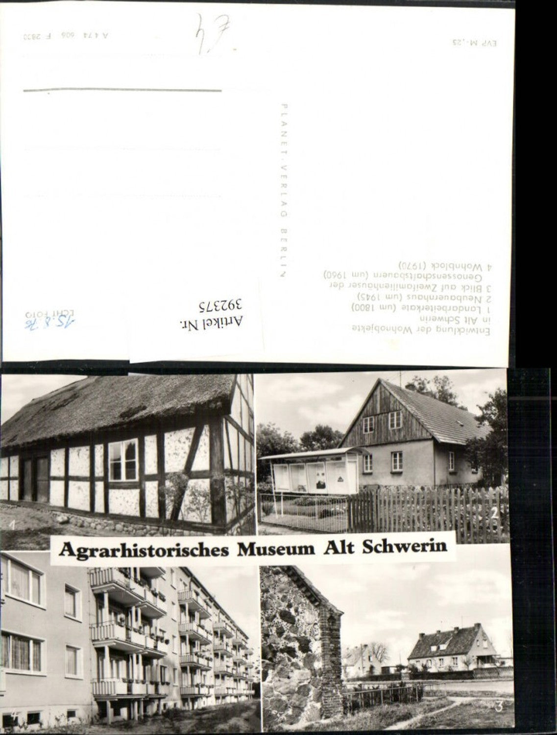 392375,Alt Schwerin Agrarhistorisches Museum Wohnblock Neubauernhaus Mehrbildkarte
