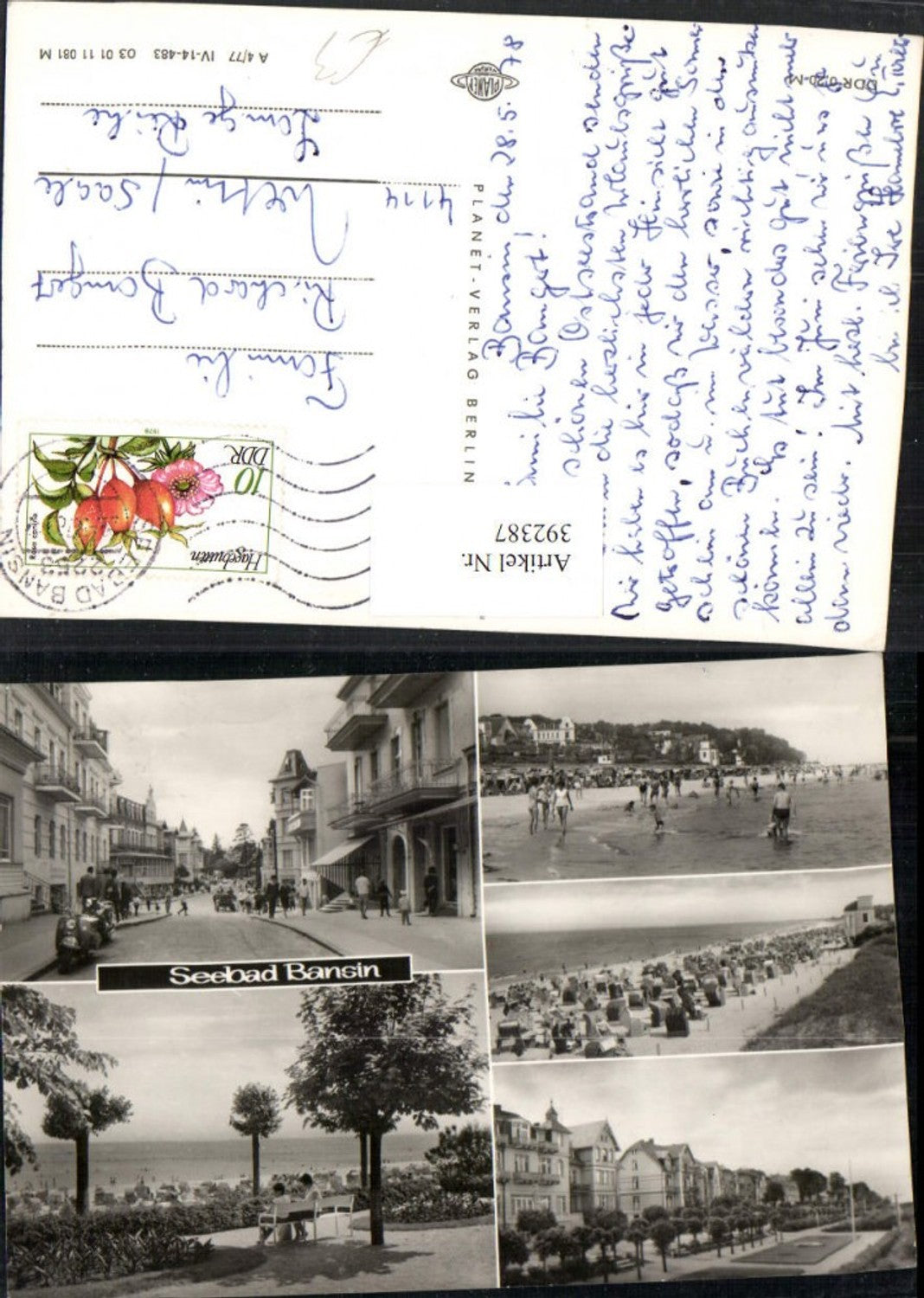 392387,Seebad Bansin Straßenansicht Strand Strandleben Mehrbildkarte