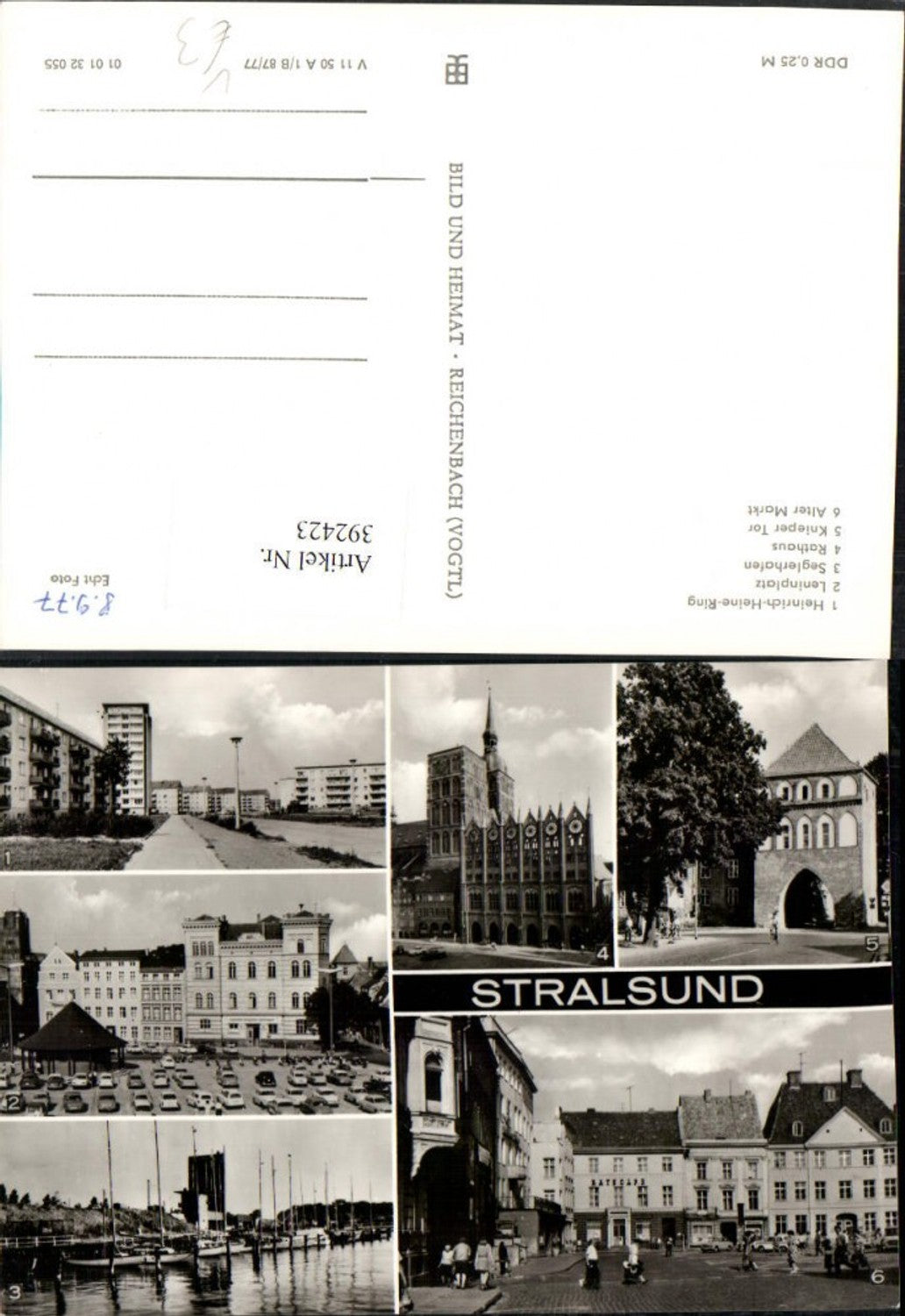 392423,Stralsund Rathaus Alter Markt Knieper-Tor Hafen Mehrbildkarte pub VEB