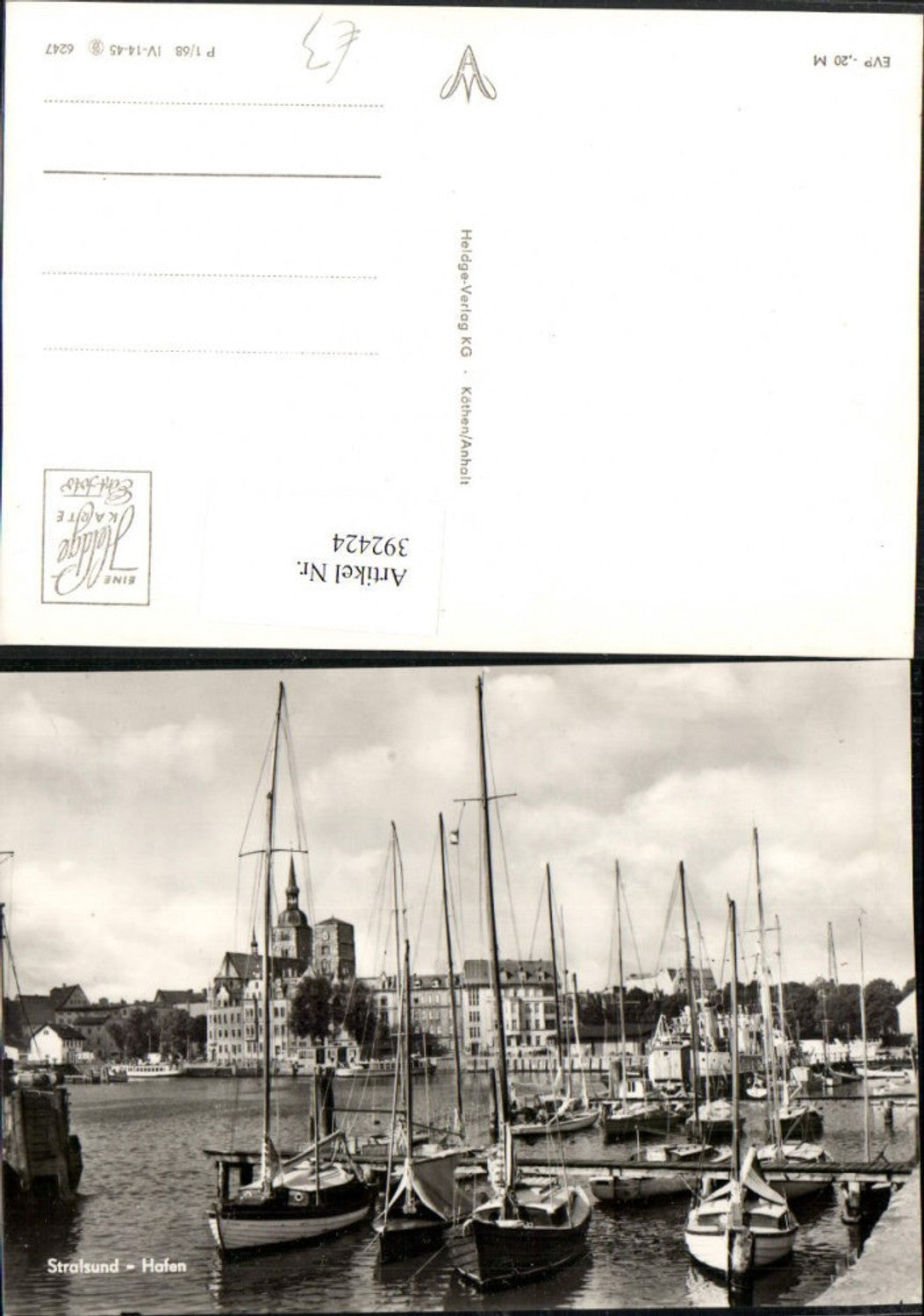 392424,Stralsund Teilansicht Hafen Segelboote Boote