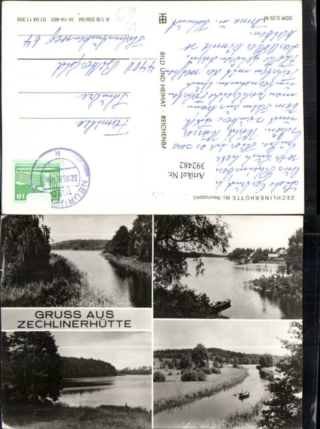 392482, Zechlinerhütte near Rheinsberg, river, lake, multi-image postcard, VEB