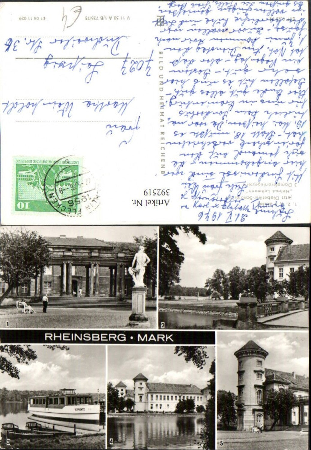 392519, Rheinsberg Castle Landing Stage Boat Multi-view map pub VEB