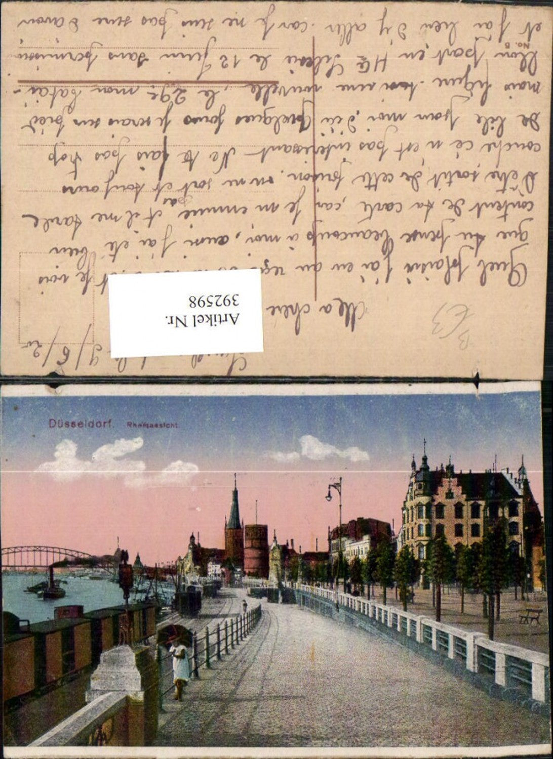 392598,Düsseldorf Rheinansicht Promenade Brücke