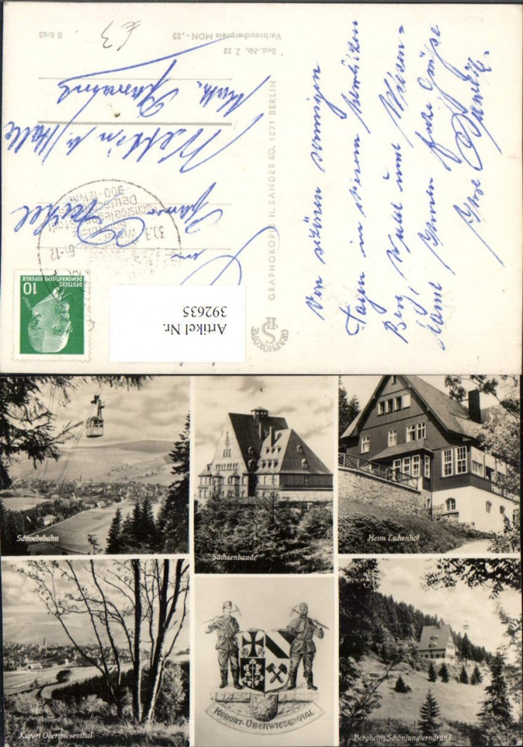 392635,Oberwiesenthal Totale Seilbahn Bergheim Sachsenbaude Mehrbildkarte