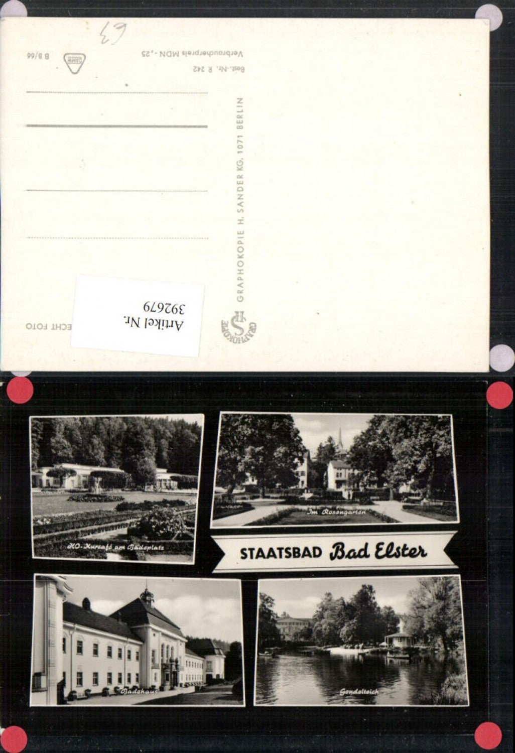 392679,Bad Elster Rosengarten Badehaus Gondelteich Mehrbildkarte
