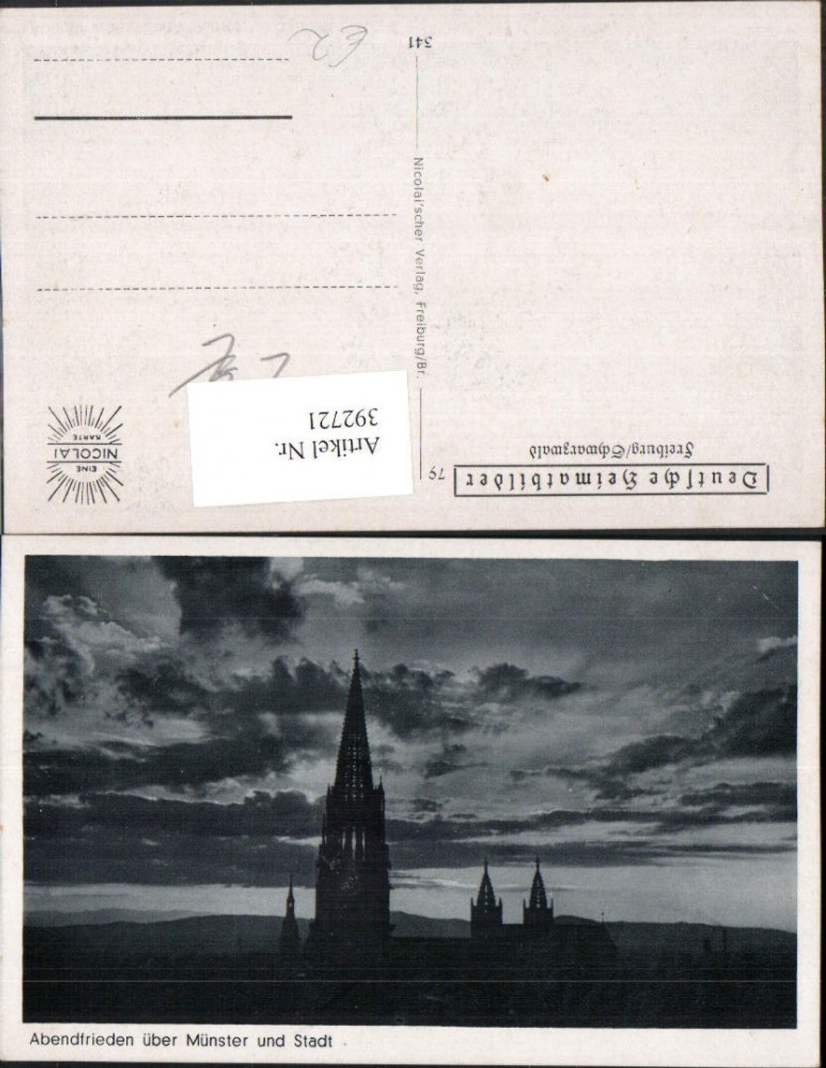 392721,Freiburg im Breisgau Abendfrieden über Münster Kirche u. Stadt