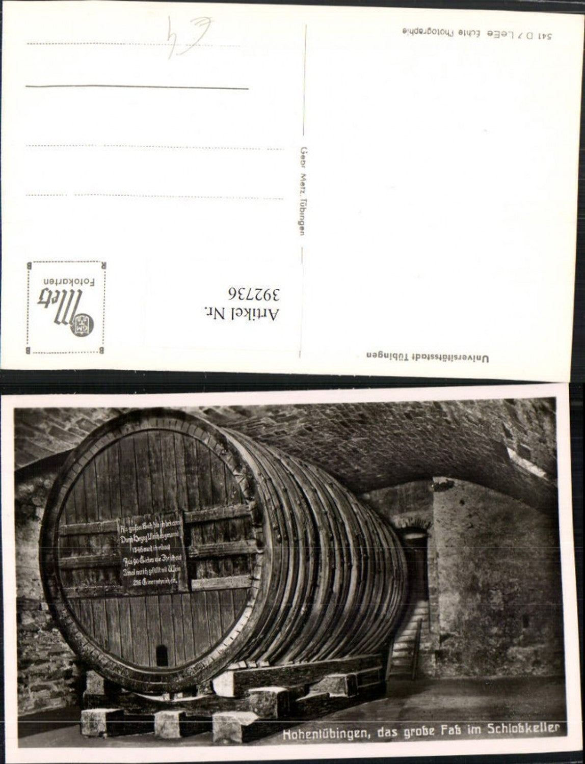 392736,Tübingen Schloss Hohentübingen Schlosskeller Das große Fass Weinfass