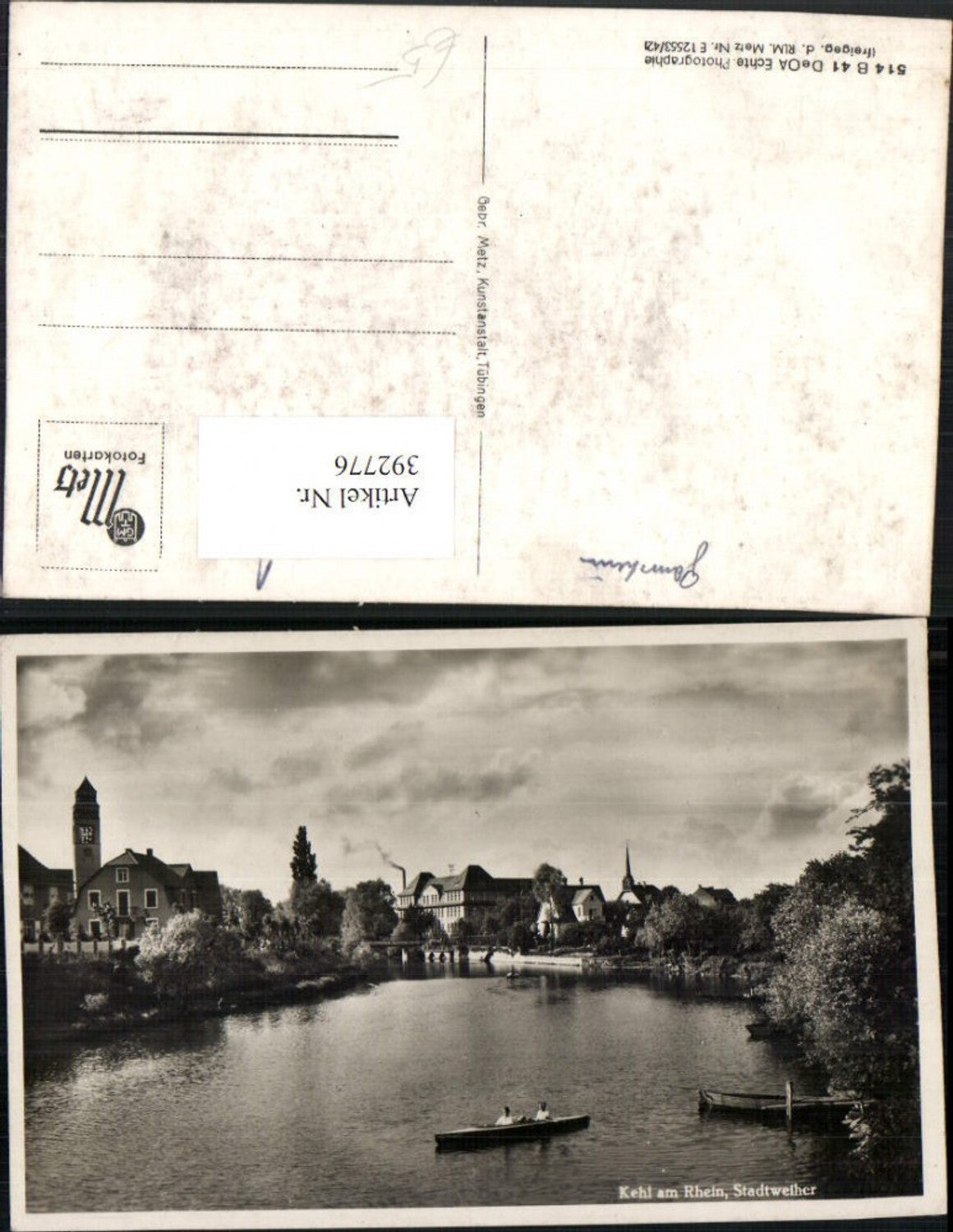 392776,Kehl am Rhein Teilansicht Stadtweiher Ruderboot