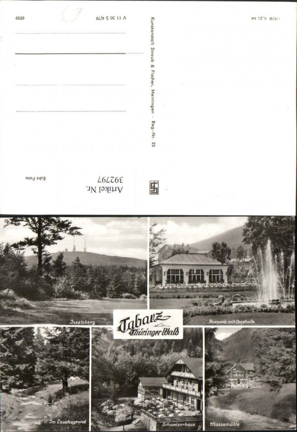 392797,Tabarz Kurpark Inselsberg Schweizerhaus Massemühle Mehrbildkarte