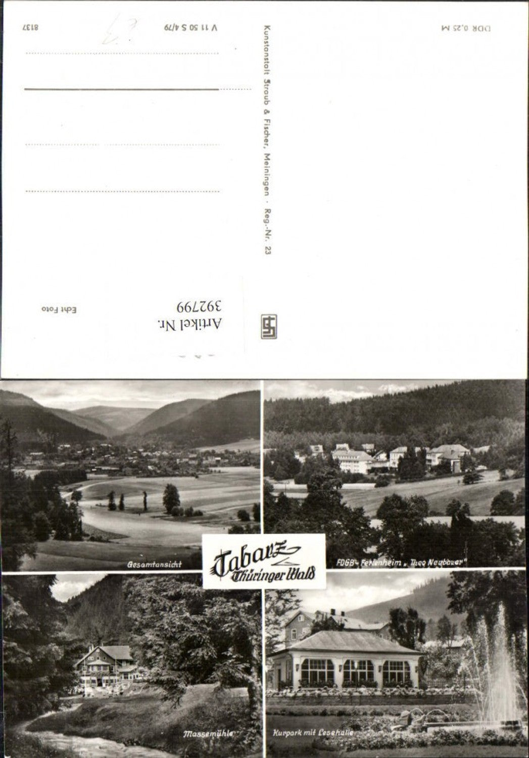 392799,Tabarz Totale Ferienheim Massemühle Kurpark Lesehalle Mehrbildkarte