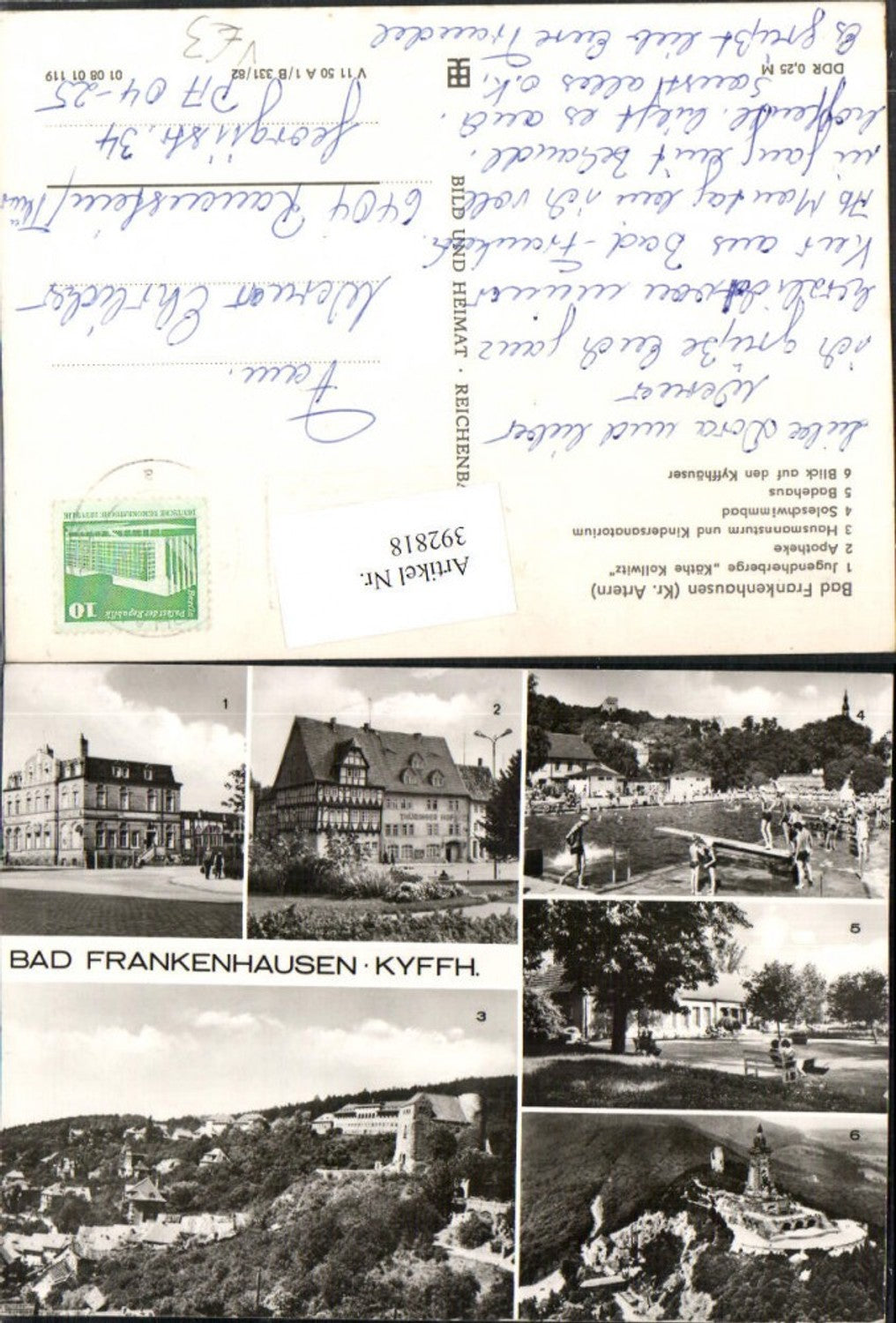 392818, Bad Frankenhausen Partial view Pharmacy Open-air swimming pool Kyffhäuser Multi-view map pub VEB
