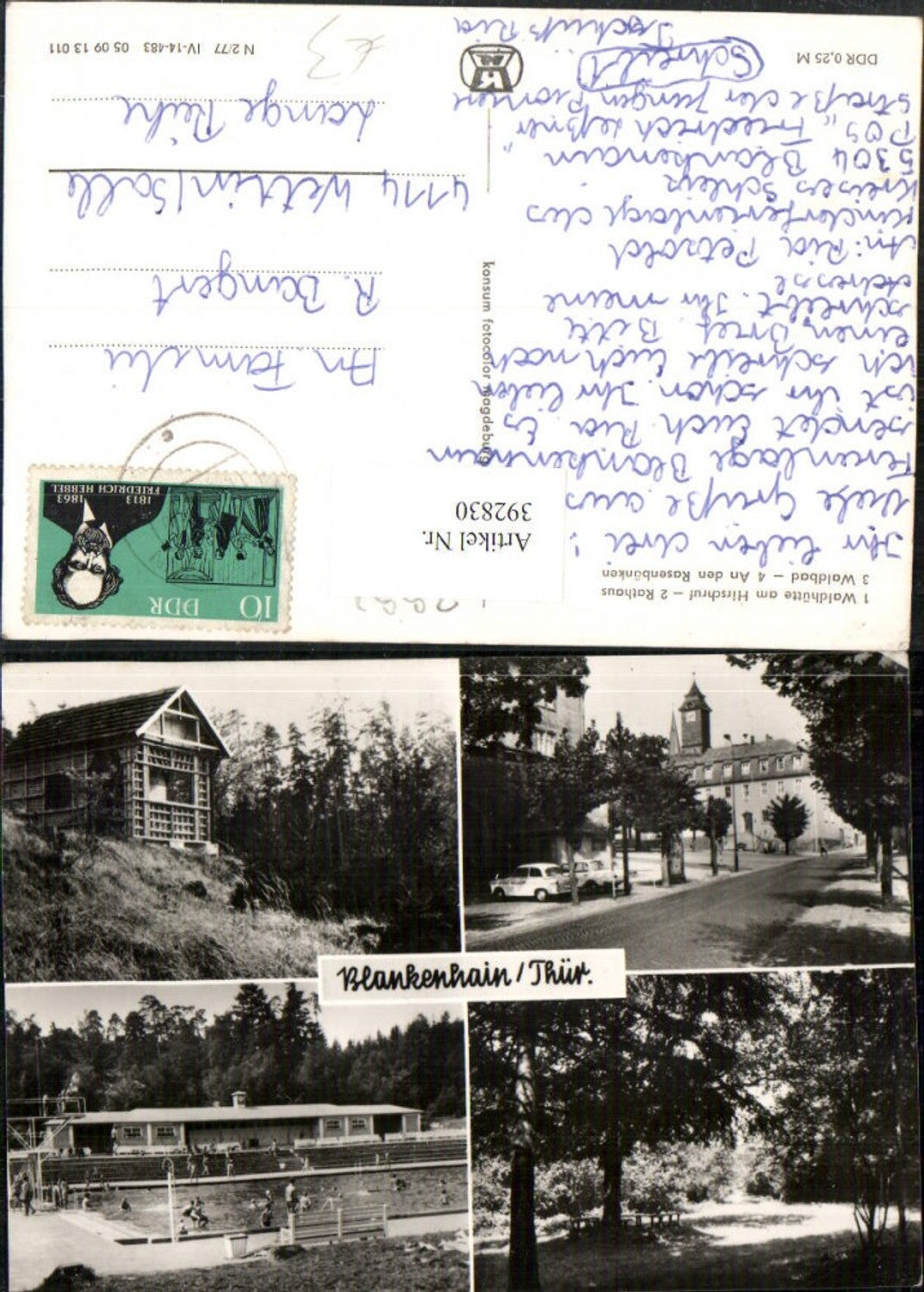 392830,Blankenhain Rathaus Waldbad Waldhütte Mehrbildkarte