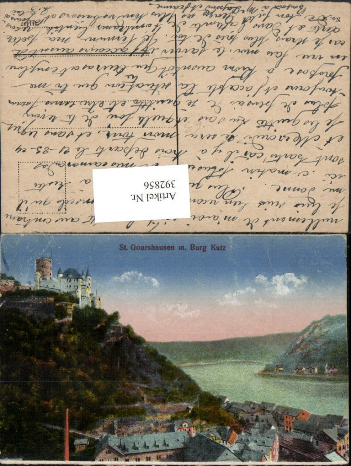 392856,St. Goarshausen am Rhein Teilansicht m. Burg Katz