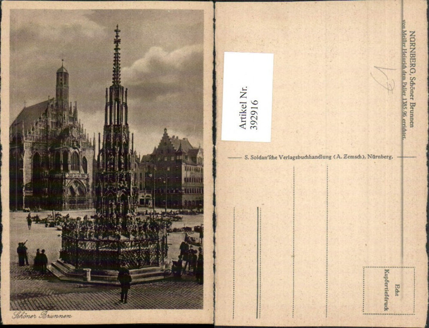 392916,Nürnberg Schöner Brunnen m. Frauenkirche Kirche