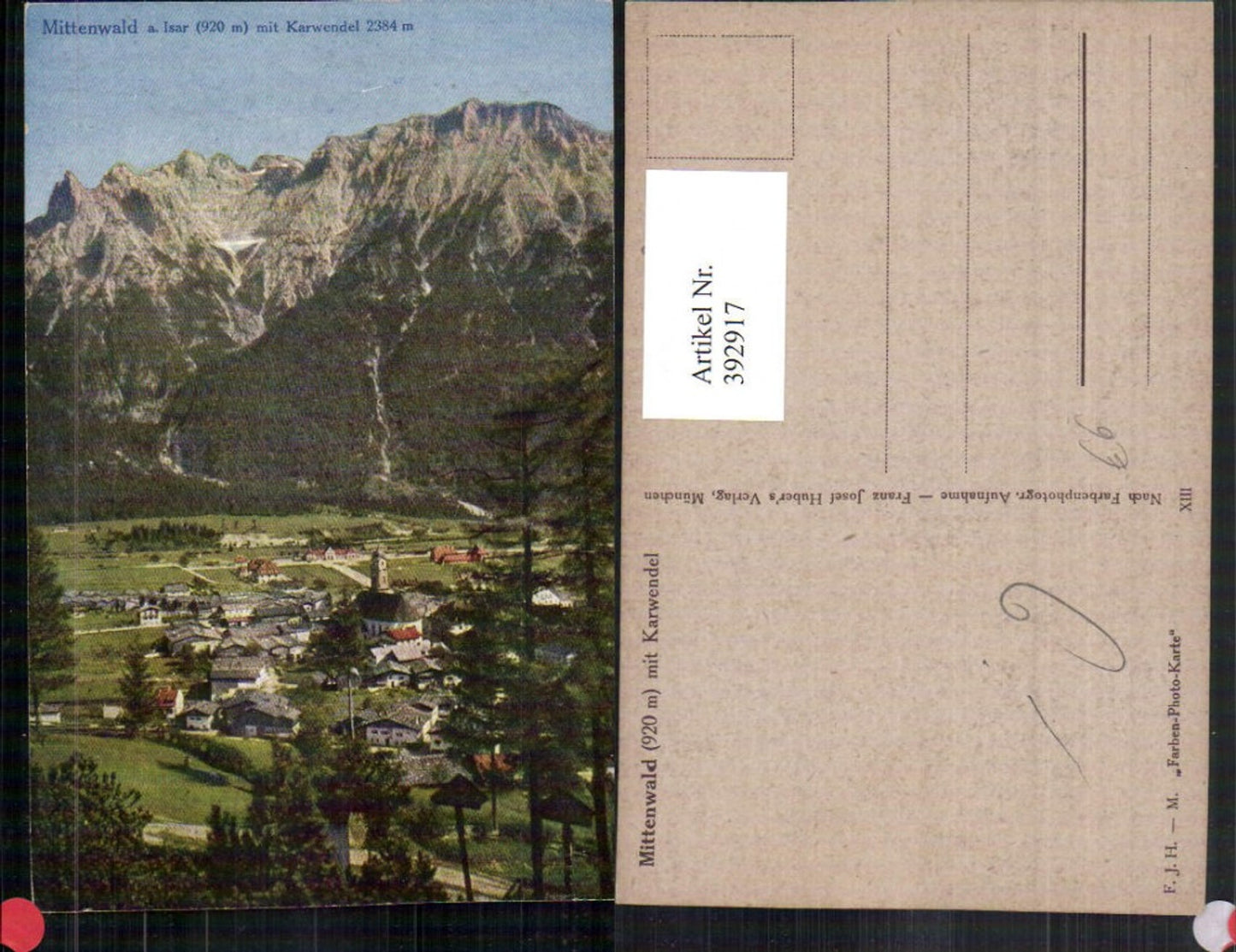 392917,Mittenwald Totale m. Karwendel Bergkulisse