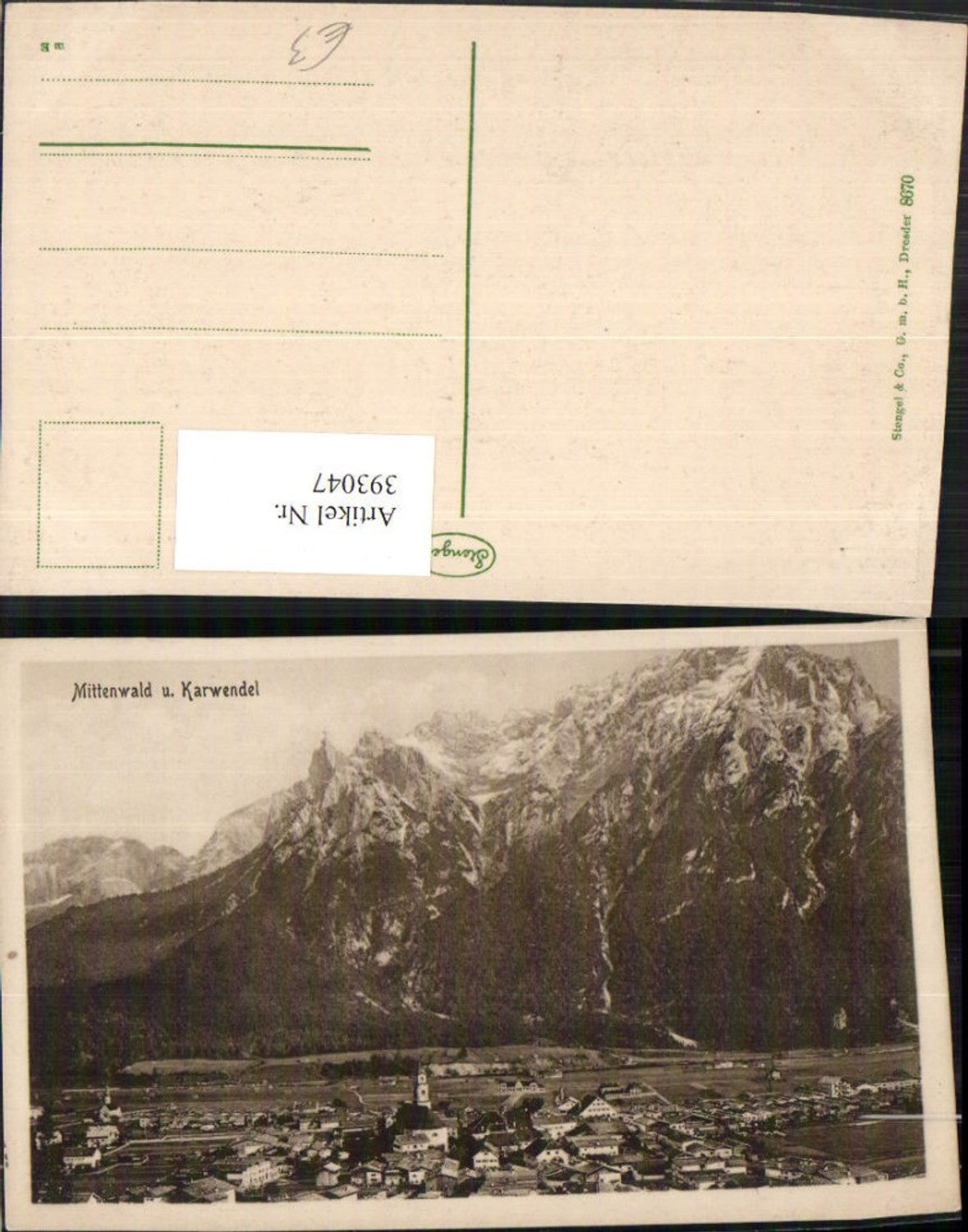 393047,Mittenwald Totale m. Karwendel Bergkulisse