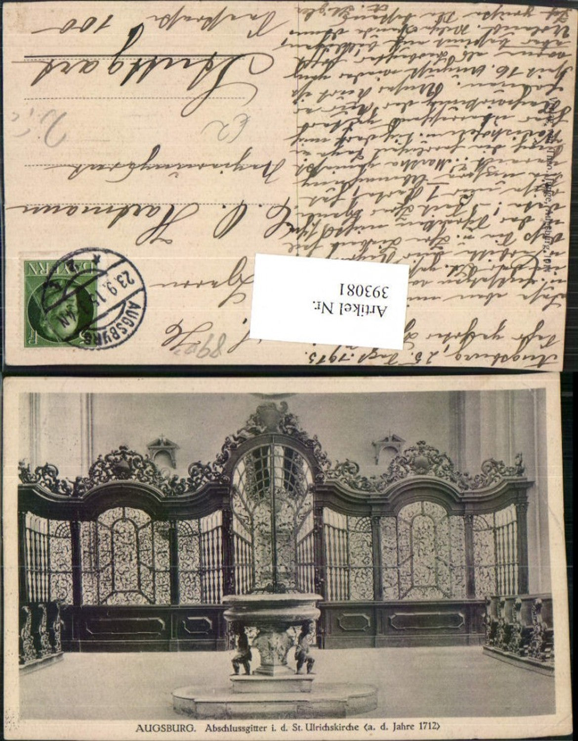 393081,Augsburg St. Ulrichskirche Kirche Abschlussgitter