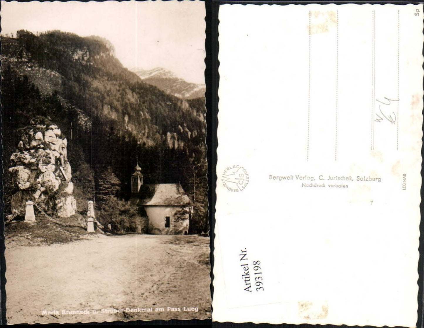 393198,Maria Brunneck Kapelle u. Struber-Denkmal am Pass Lueg b. Golling