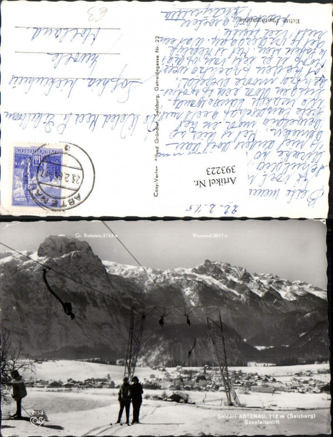 393223, Abtenau Totale Sonnleitenlift Schlepplift Bergkulisse Winterbild pub Cosy 2153