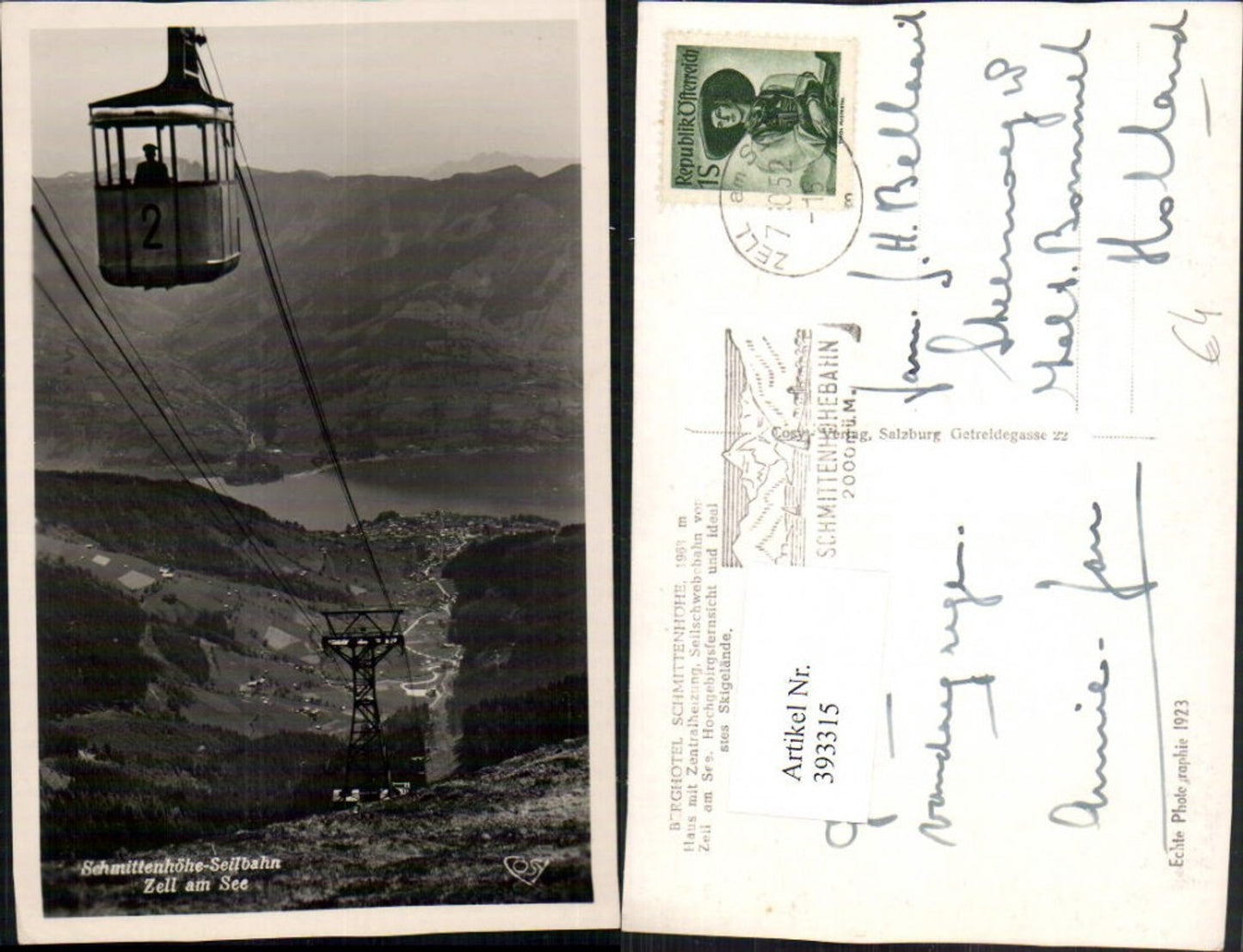 393315,Schmittenhöhe Seilbahn m. Zell am See Totale Bergkulisse pub Cosy