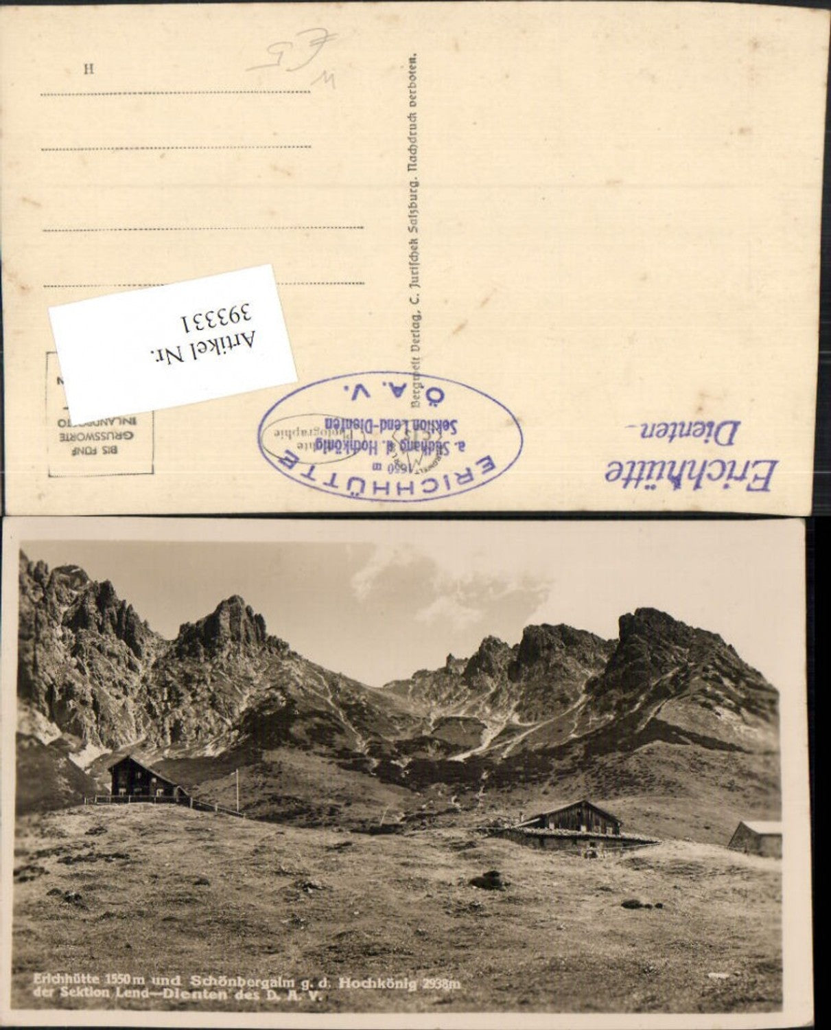 393331,Erichhütte Berghütte b. Dienten am Hochkönig Bergkulisse