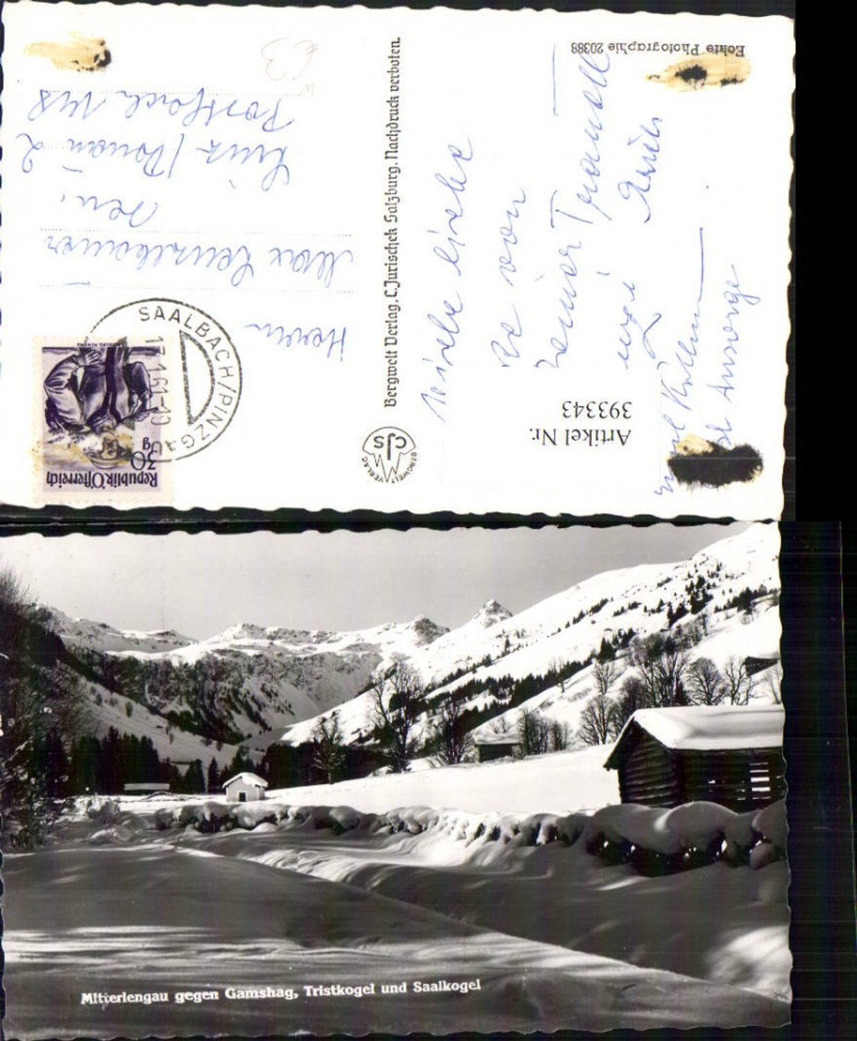 393343,Mitterlengau b. Hinterglemm geg. Gamshag Tristkogel Bergkulisse Winterbild