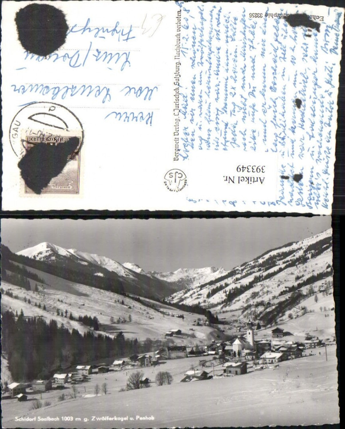 393349,Saalbach Totale geg. Zwölferkogel u. Penhab Bergkulisse Winterbild