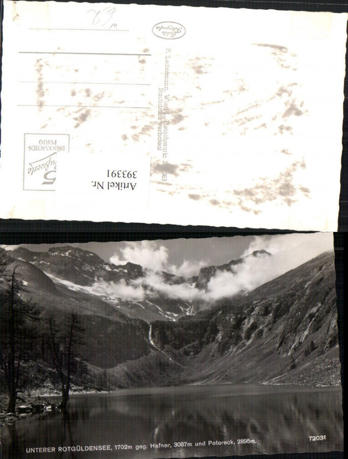 393391,Unterer Rotgüldensee See b. Zederhaus geg. Hafner u. Petereck Bergkulisse