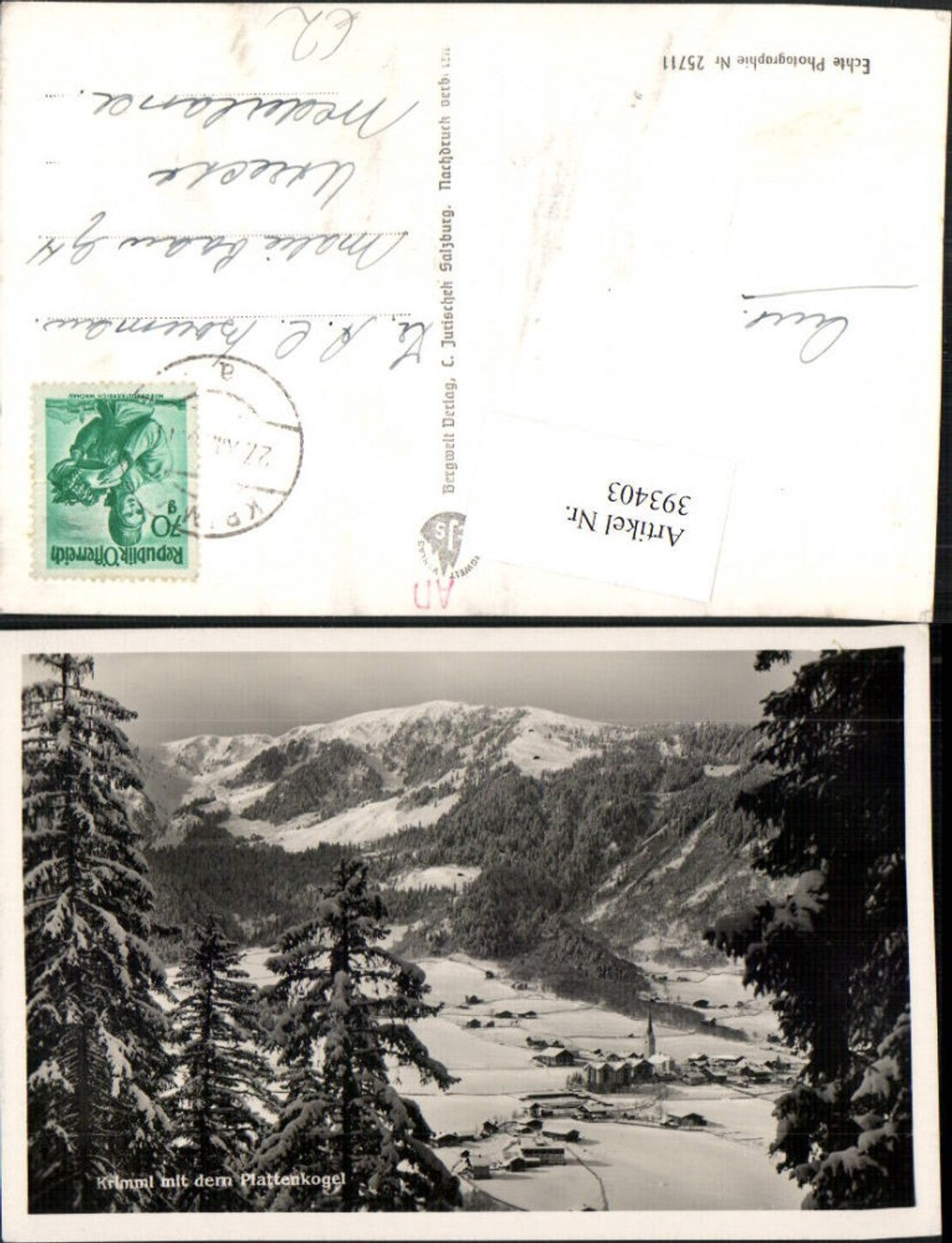 393403,Krimml Totale mit den Plattenkogel Bergkulisse Winterbild