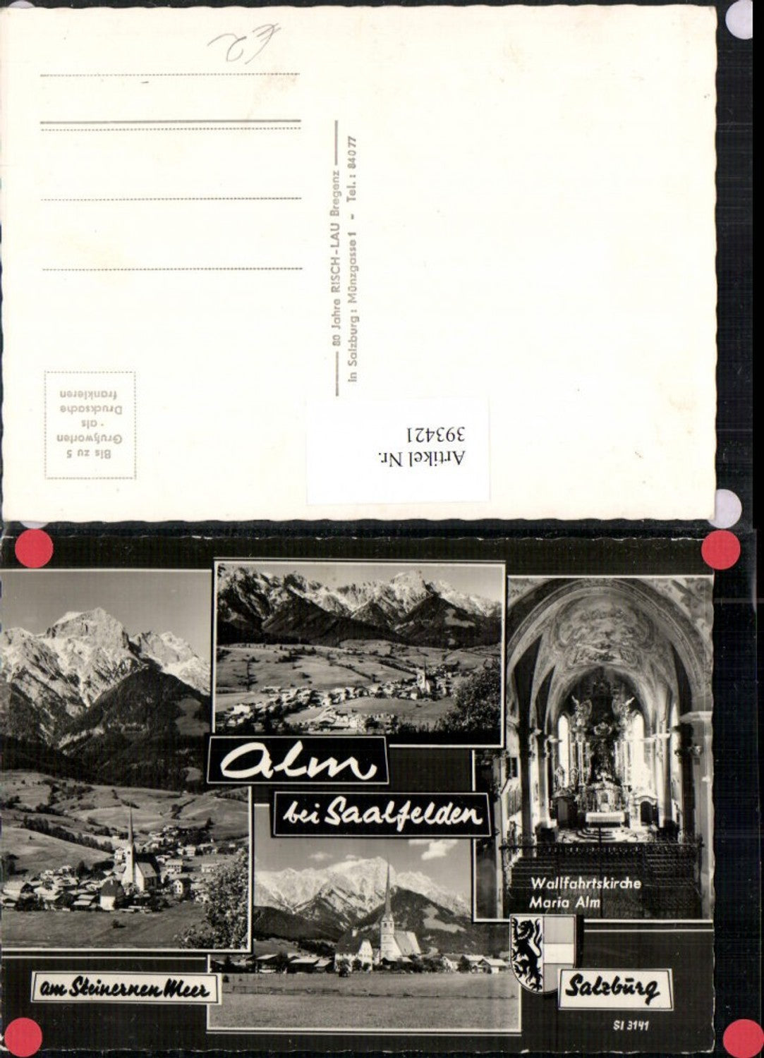 393421,Alm b. Saalfelden Totale Kirche Innenansicht Mehrbildkarte