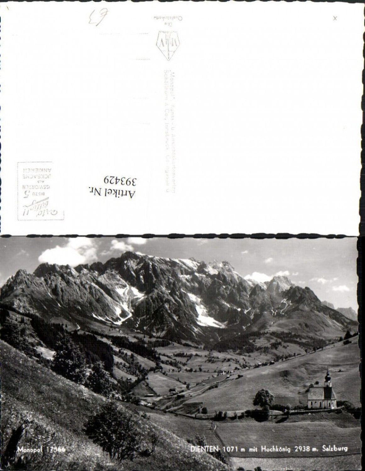 393429,Dienten Kirche m. Hochkönig Bergkulisse