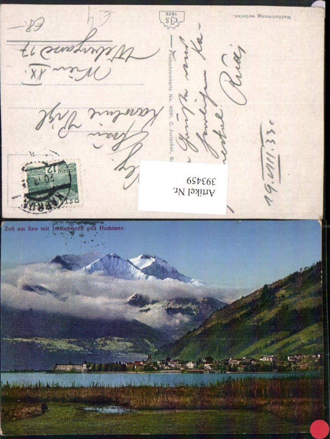 393459,Zell am See Teilansicht m. Imbachhorn u. Hochtenn Bergkulisse
