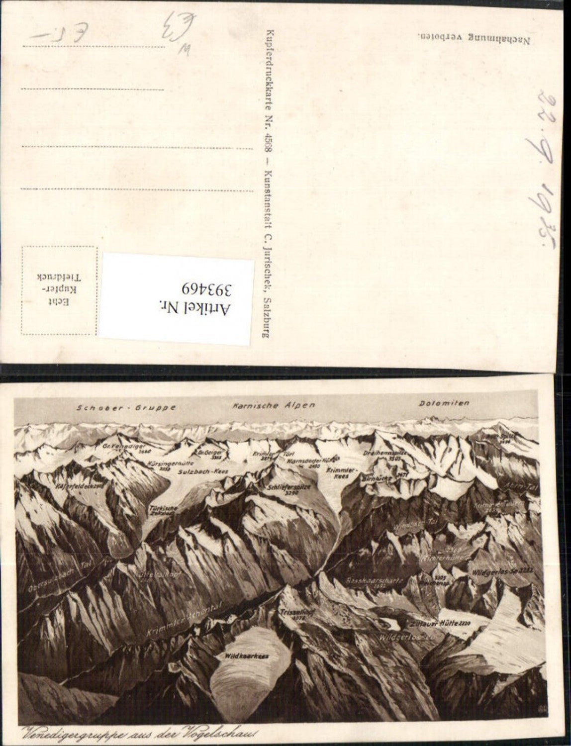 393469,Venedigergruppe aus d. Vogelschau b. Krimml Bergkulisse