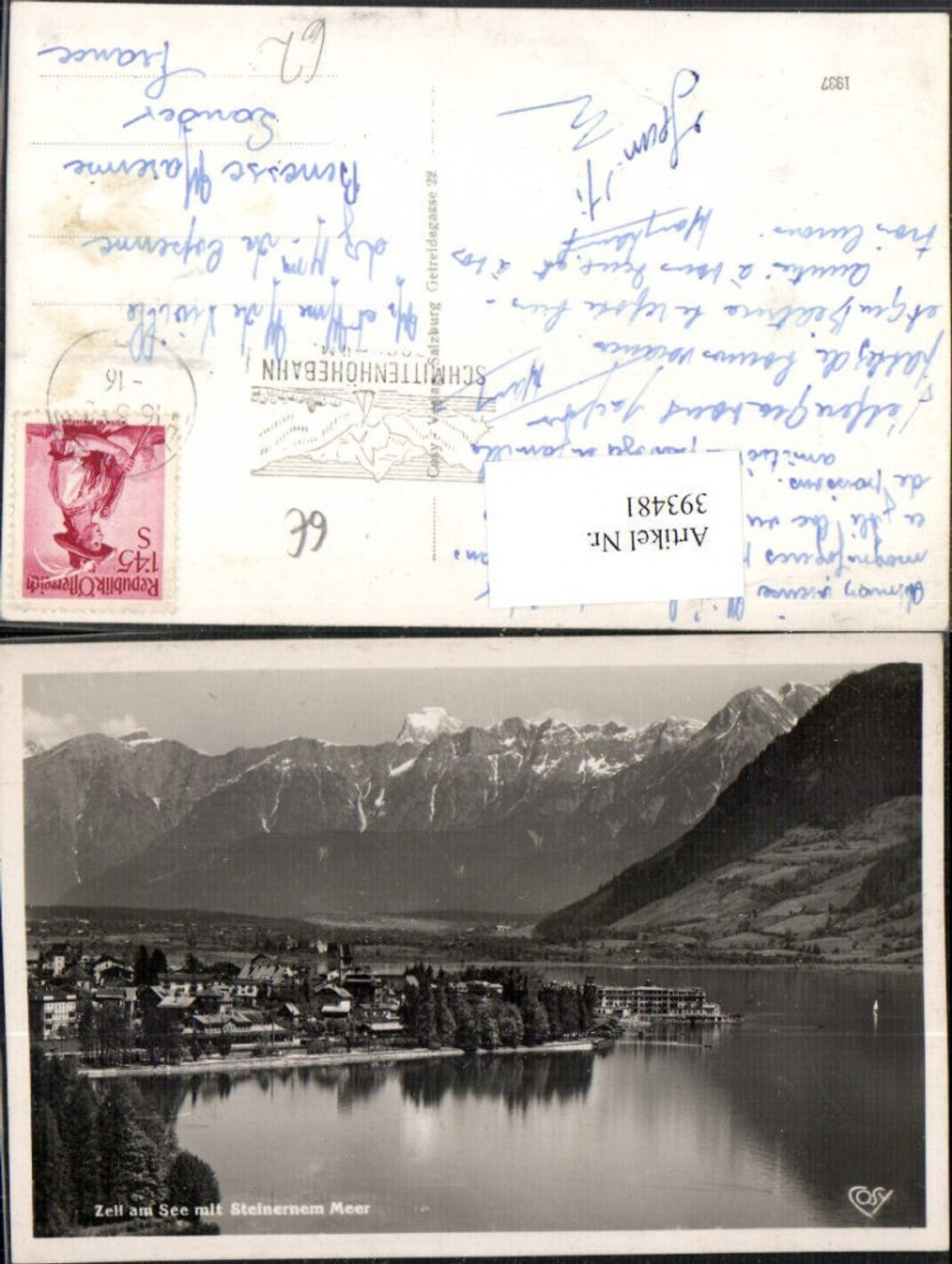 393481,Zell am See Teilansicht m. Steinernem Meer Bergkulisse pub Cosy