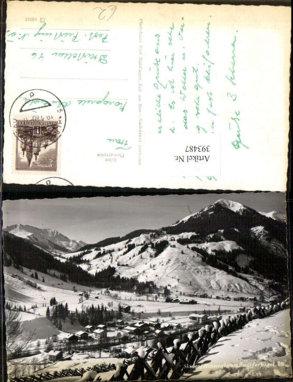 393487,Hinterglemm Totale m. Zwölferkogel Bergkulisse Winterbild