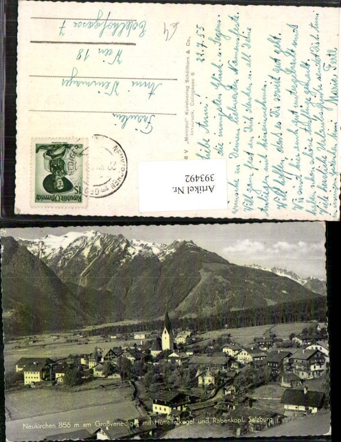 393492,Neukirchen am Großvenediger Totale m. Hütteltalkogel Bergkulisse