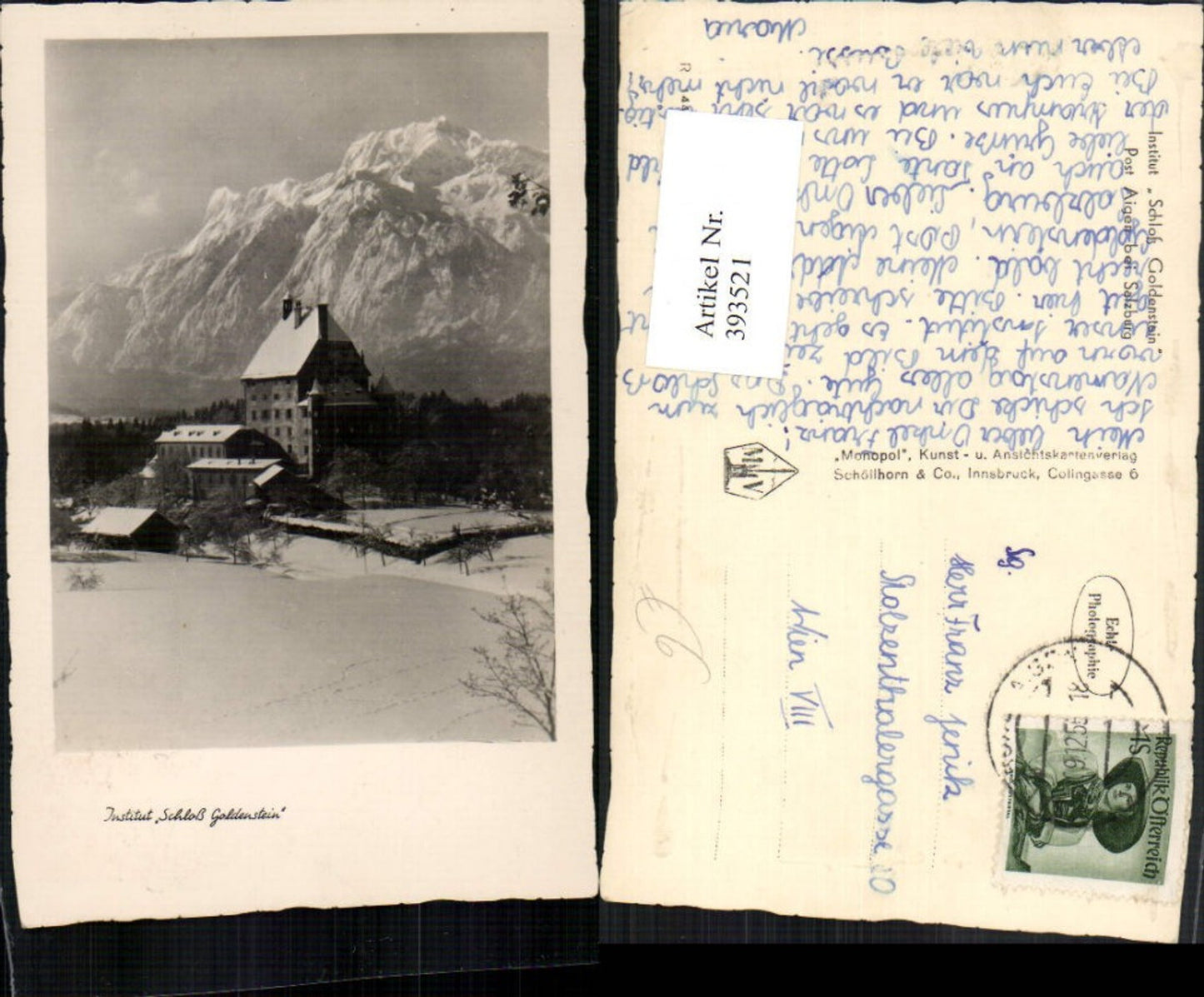 393521, Aigen near Salzburg, Goldenstein Castle Institute, mountain scenery, winter scene