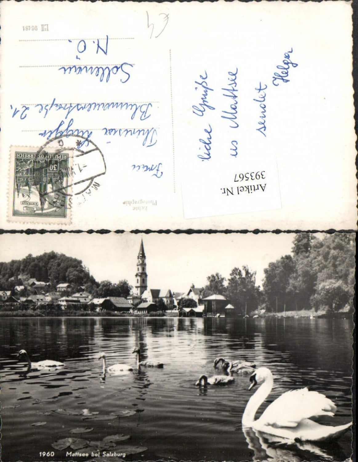 393567, Mattsee near Salzburg, partial view of swans