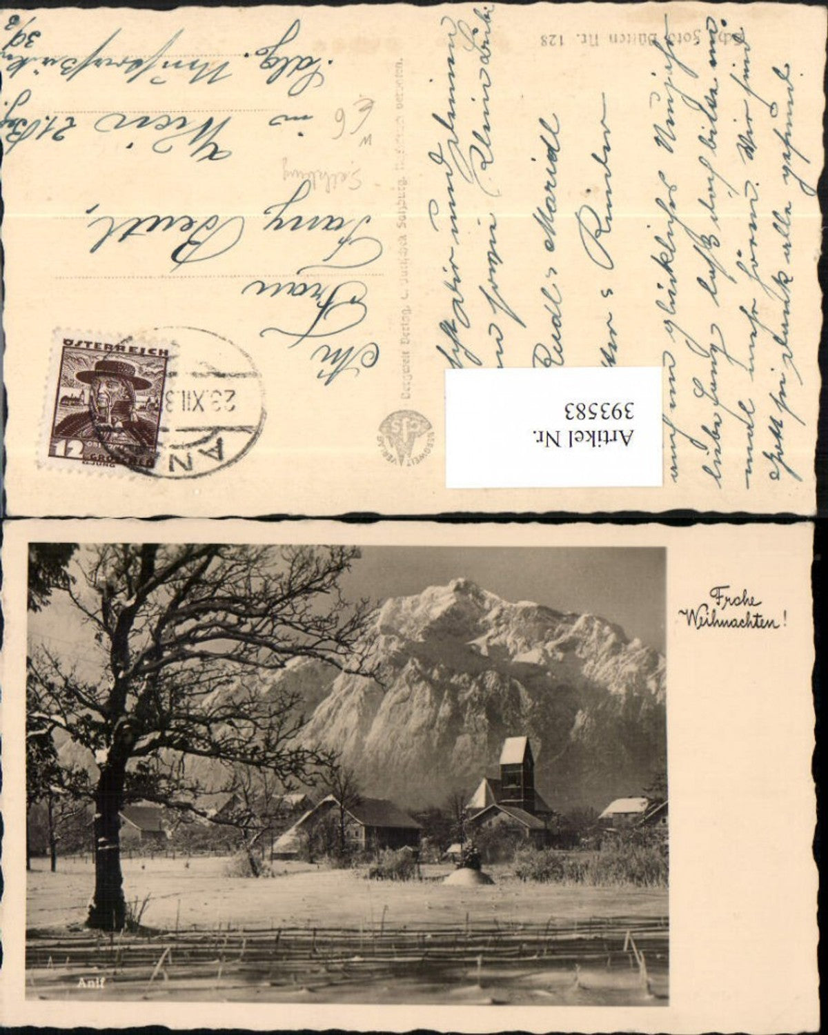 393583, Anif near Salzburg, partial view of mountain scenery, winter scene