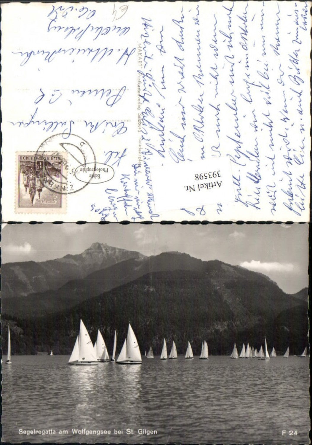 393598, Sailing regatta on Lake Wolfgang near St. Gilgen, sailboats, mountain scenery