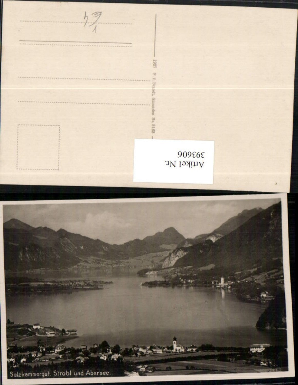 393606, Strobl and Abersee Total mountain scenery pub FE Brandt 5163